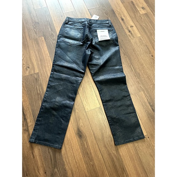 FRAME Le High Straight Lizard Coated Jeans Indigo Lizard - Picture 6 of 8